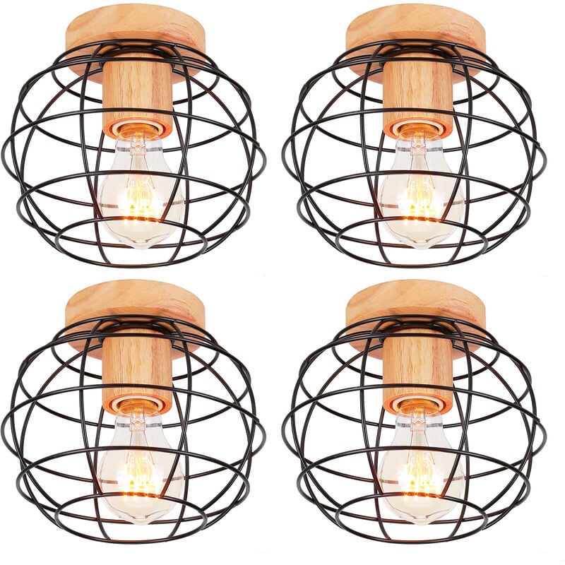 4 Pezzi Lampada da Soffitto Interno Industriale