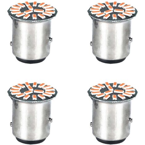4 Pezzi Lampada Led BAY15D 1157 P21/W 18 SMD 4014 12V 300lm 1W/0.3W Doppio Filamento Ambra Piedi Storti Sfalsati 180g 22mm