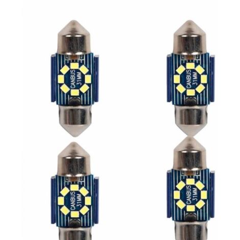 4 Pezzi Lampada Led Siluro 31mm Canbus T11 SV8.5 C5W C10W 8 SMD 2016 12V 24V 2.5W 120lm Bianco 6500K per Auto e Camion