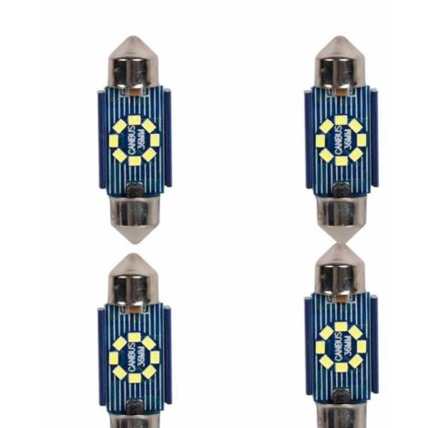 4 Pezzi Lampada Led Siluro 36mm Canbus T11 SV8.5 C5W C10W 8 SMD 2016 12V 24V 2.5W 120lm Bianco 6500K per Auto e Camion