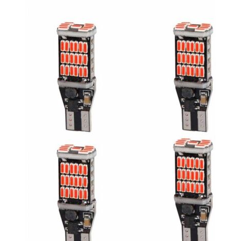 4 Pezzi Lampada Led T15 W16W 45 SMD 4014 12V 24V 300lm 3W Luce Rossa Attacco Dritto 40mm per Auto e Camion