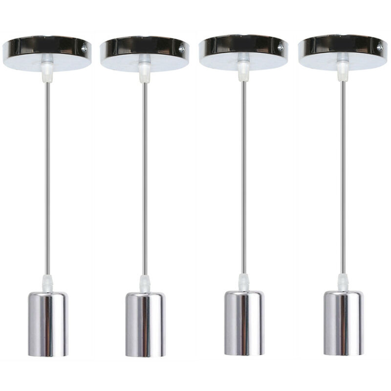 Image of 4 Pezzi Lampade a Sospensione Moderno E27 in Metallo Porta Lampada con 100CM Cavo per Cameretta Cucina Salotto - Soldi