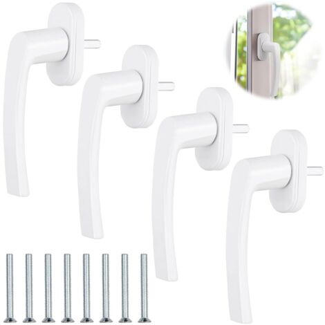 4 pezzi Maniglia per finestra, Maniglia per finestra in PVC senza cilindro di bloccaggio con 8 viti, Maniglia per finestra in alluminio bianco Lunghezza 35 mm per finestre, portefinestre e casa