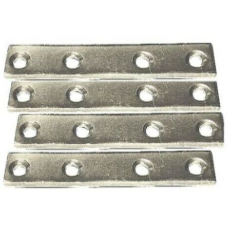 4 PEZZI - PIASTRINE PIATTE DI GIUNZIONEA 4 FORI 80x15MM- IN ACCIAIO ZINCATO