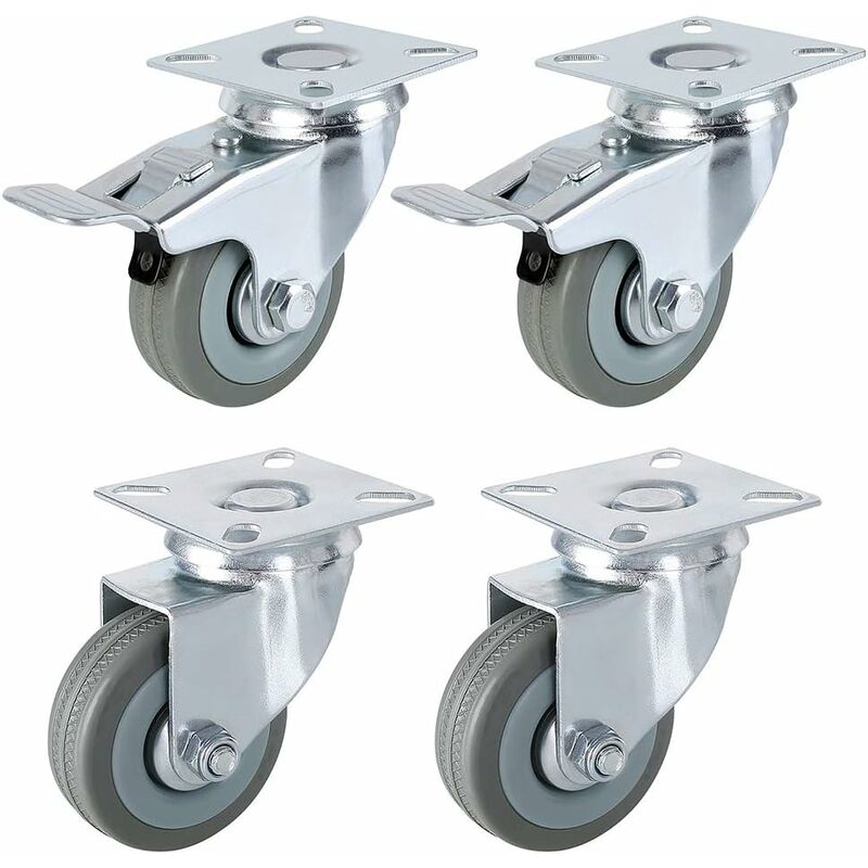4 Pezzi Rotelle Ruote 50MM con Freno per
