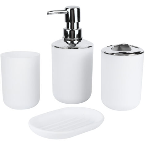 4 pezzi/set kit da bagno accessorio bottiglia di lozione in plastica tazza di stoccaggio portasapone per risciacquo bianco