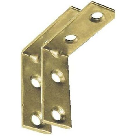 4 PEZZI - SQUADRETTA AD ANGOLO PER MOBILI 70x70MM - IN ACCIAIO OTTONATO