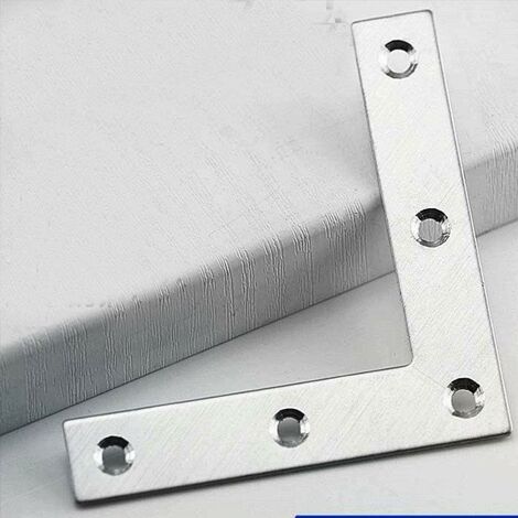4 PEZZI - SQUADRETTE PIANE ANGOLARI A 6FORI - 70x70x12MM - SPESSORE 1,8MM - IN ACCIAIO ZINCATO