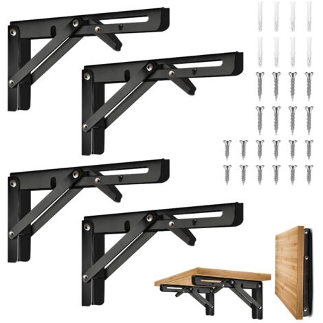 4 Pezzi Staffa Pieghevole 20cm, Supporto Mensola Pieghevole, Supporti Ripiano Pieghevoli per Carichi Pesanti, Staffa Ripiano, Supporto Console Pieghevole Retrattile in Acciaio Inossidabile da Parete p