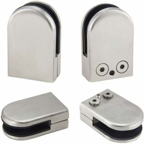 4 pezzi Supporto per morsetto in vetro da 6-8 mm, in acciaio inox, con clip per vetro, regolabile, con supporto per morsetto di collegamento posteriore piatto, per balaustra, corrimano, scale, finestr