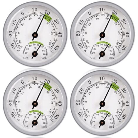 4 pezzi Termometro Igrometro, Termometro Igrometro, Termometro Interno ed Esterno Stazione Meteo Analogica Termometro Analogico Sensore di Umidità per Interni Esterni (58mm)