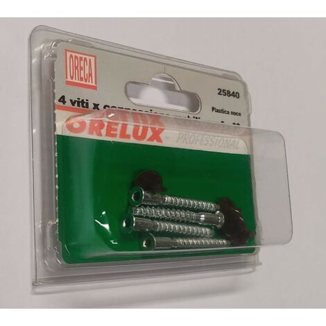 4 PEZZI - VITI DA 5x38MM PER CONNESSIONEMOBILI - IMPRONTA A CROCE CON FORO PER INSERIMENTO BOTTONI DI COPERTURA Ø12MM