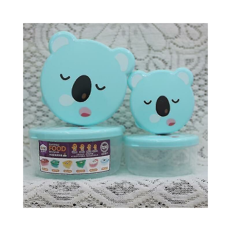 Image of 4 pezzi/set di cartoni animati di plastica per bambini scatola bento giapponese scatola per alimenti all'aperto (blu)