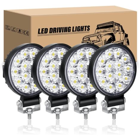 4 Phare De Travail Led, 3,2 Pouces, 42W, 12V 24V, Spot 6000K, IP67, Pour 4x4 Camion Tracteur SUV Bateau