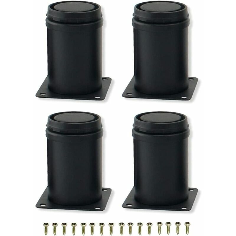 Dazzler - 4 pièces 8 cm en acier inoxydable noir pieds de meuble réglables en métal pour pieds d'armoire canapé base de table remplacement des pieds