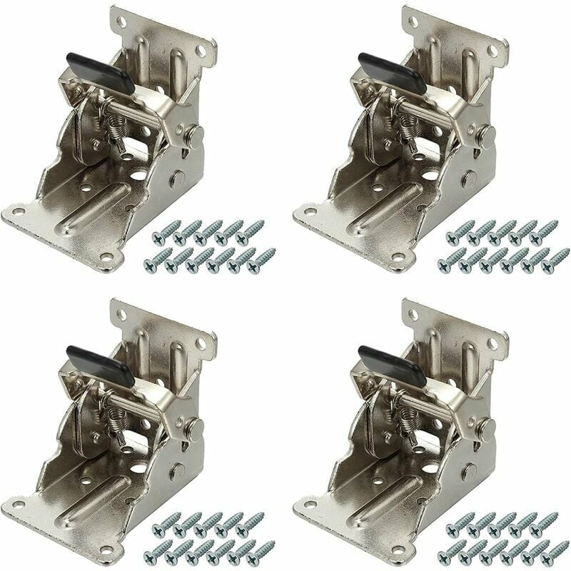 Dazzler - 4 pièces argent brillant nickelé avec vis charnière pliante autobloquante à 90 degrés charnière en acier inoxydable,Pour meubles de maison,