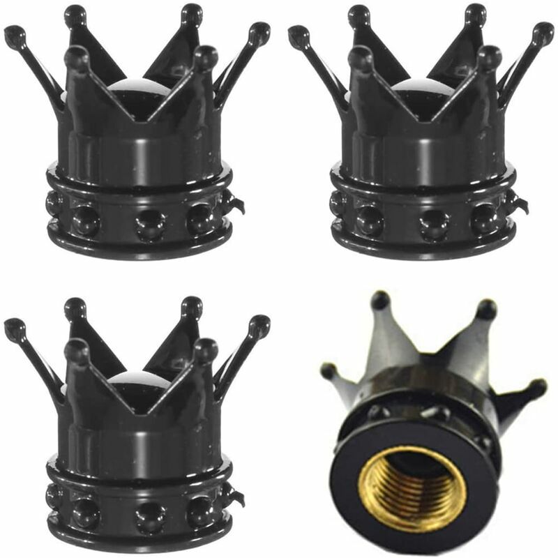 Qonovt - 4 Pièces Bouchons de Valve Faits à la Main Cristal Strass Couronne avec Joint Bouchons de Valve de Pneu pour Vélo Moto Voiture Remorque
