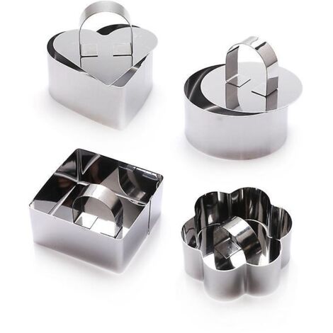 4 Pices Cercle A Patisserie, Moulle Patisserie Rond,de Cuisson Anneau  Gteau En Acier Inoxydable Moules  Mousse Anneaux  Dessert