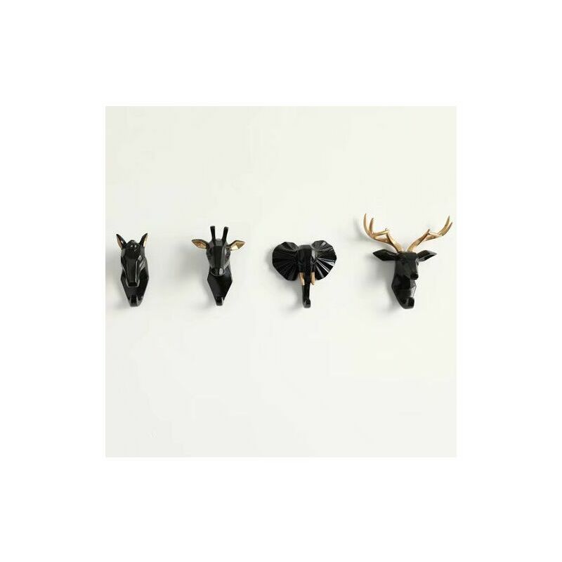 Ensoleille - 4 pièces crochet porte-manteau crochet animal porte-manteau porte-clés étagère murale (noir, Ensoleillé