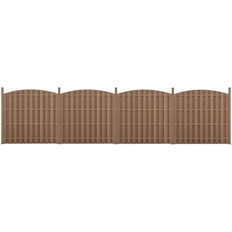 Helloshop26 - 4 pièces de clôture barrière brise vue brise vent bois composite wpc demi-cercle arrondi 185 x 747 cm brun