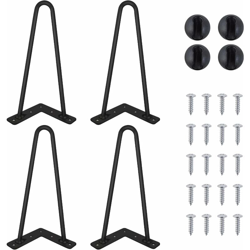 Day Plus - 4 pièces diy Pieds de Table en Métal Pieds en épingle à Cheveux Pieds de Meuble, Diamètre 10mm, 2 Piliers, pour Table Basse/Table de Salle