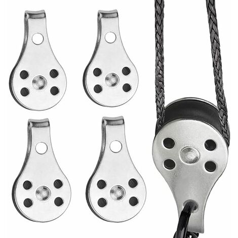 4 Pi¨¨ces Double Inox Pivotant Poulie, Poulies ¨¤ Bloc Unique, Bloc Poulie Simple en Acier Inoxydable, pour Les Grands Kayaks, Cano?s, Usines, Batiments, Etc