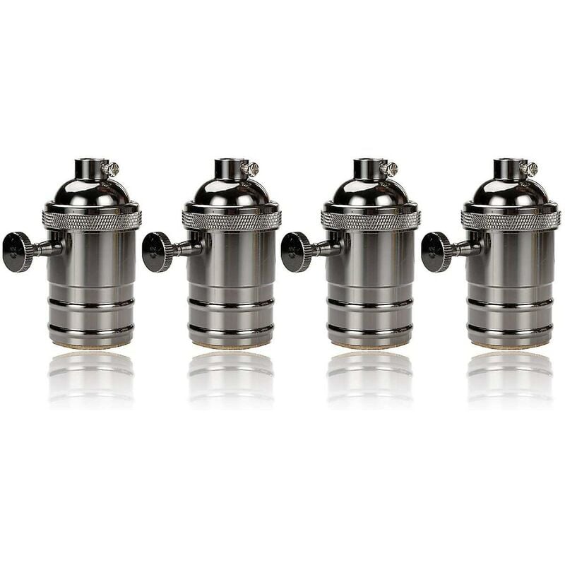 4 pièces Edison Douille Vintage E27 Adaptateur De Lampe avec interrupteur Rétro Vintage Lustre Sans Fil Noir