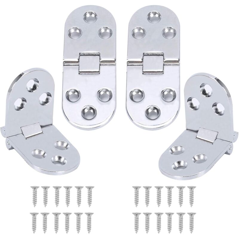 4 pièces en alliage de zinc pliant rabat charnière charnières de table pliante 180 degrés armoire charnière bords arrondis avec vis charnière