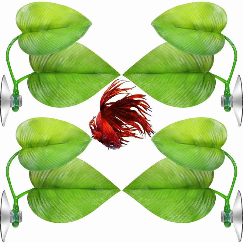 Guazhunifr - 4 Pièces Hamac Feuille de Lit Betta pour Poisson Betta, Spot de Repos Léger et Réaliste, Pas de BPA, Pratique, Confortable et Sûr
