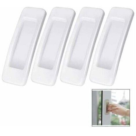 4 Pices Poigne Autocollante Porte Coulissante - Blanc