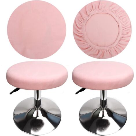 (4 Pices Rose)housse Tabouret Rond Housse Tabouret De Bar, Tissu De Luxe, Diamtre 30-40cm, Extensible, Infroissable, Lavable Et Anti-poussire
