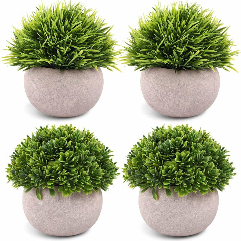 Tlily - 4 PièCes SéRies de Mini Plantes Artificielles en Pot, Arbustes en Pot Artificiels en Plastique, Fausses Plantes pour la Maison, Bureau,