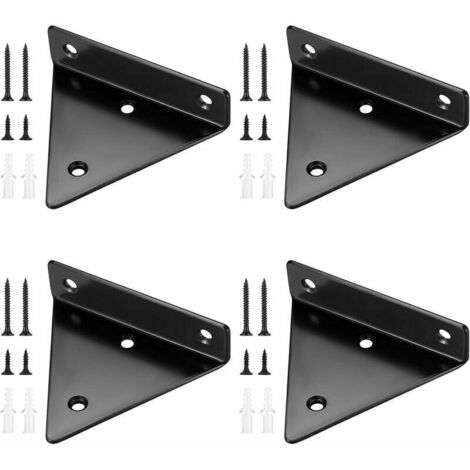 4 Pices Supports d\'tagre Flottants, Supports Tablettes Muraux Triangulaires Invisibles, Equerre Etagere Murale Mtal pour tagre