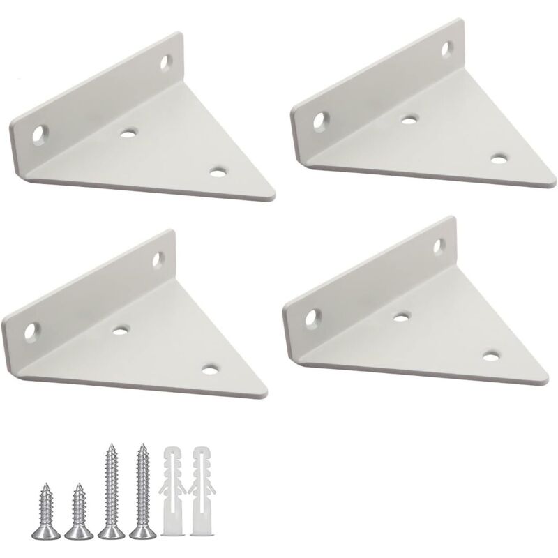 Ersandy - 4 Pièces Supports à Tablettes Flottantes Support D'étagère en Triangle en Métal Flottant Equerre Etagere Mural Dissimulés Avec 16 vis pour