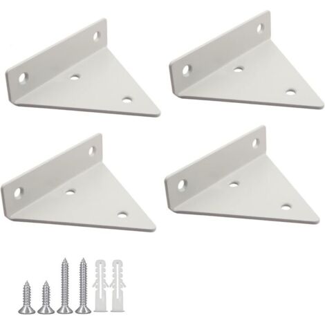 4 Pices Supports Tablettes Flottantes Support D'tagre en Triangle en Mtal Flottant Equerre Etagere Mural Dissimuls Avec vis pour Dco Salon, Chambre, Salle de Bain - Blanc