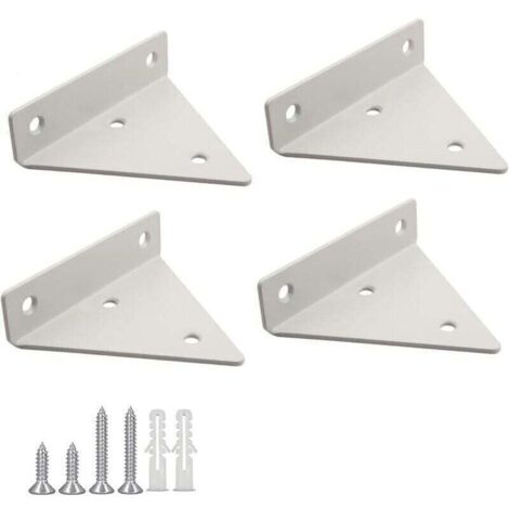4 Pices Supports Tablettes Flottantes Support D\'tagre en Triangle en Mtal Flottant Equerre Etagere Mural Dissimuls Avec vis pour Dco Salon, Chambre, Salle de Bain - Blanc