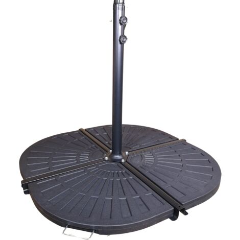 4 Piece 14kg Black Hanging Banana Cantilever Garden Parasol Base Weights