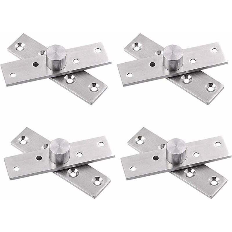4-Piece 360-Degree Concealed Rotating Pivot Door Hinges, Thickened Stainless Steel Top and Bottom Wooden Door Hinges for Cabinets, Windows, and Doors