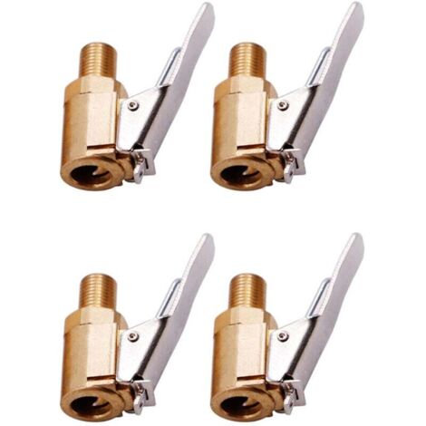 4 Pièce Adaptateur de Valve de Pneu de Voiture, 8 mm Pompe de Embout Laiton Gonflage Valve Clip Pince Connecteur Adaptateur pour Pneu de Voiture ou Camion