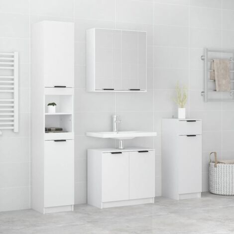 4 Piece Bathroom Cabinet Set White Engineered Wood vidaXL