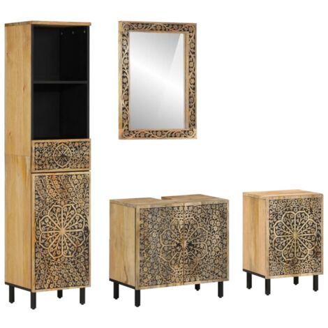 4 Piece Bathroom Furniture Set Solid Wood Mango vidaXL