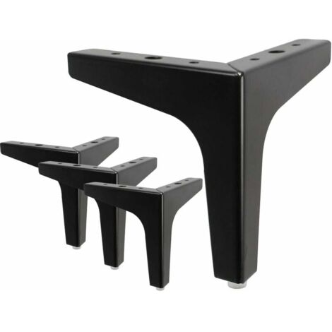 4 Piece Bed Legs, Metal Table Legs With Screws & Floor Protector For DIY Furniture Sofa Armchair Sofa Chair 6 Inch Black