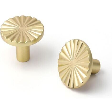 4 pièce Boutons de Tiroir, Boutons de Meubles en Or, Boutons Armoire Ronds, Boutons de Tiroir en Laiton Doré, Poignees de Porte de Cuisine (Gold)