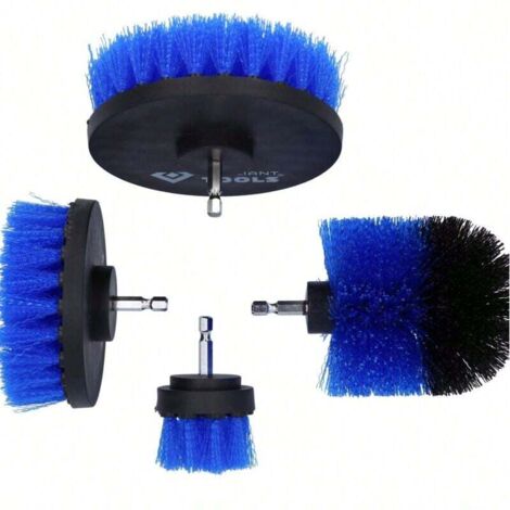 4 Piece Brosse Nettoyage Set, Brosse Rotative Nettoyage, 2''/3.5''/4''/5'' Brosse Perceuse for Baignoires, Bathroom Sink, Kitchen Sink (Bleue)