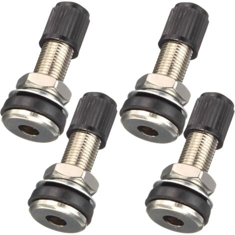 4-Piece Car Motorcycle Tubeless Tire Valve Stem with Metal Dust Cap, Universal Rim Valves, Dustproof Car Tubeless Wheel Valve Stem