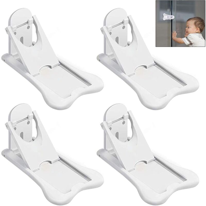 Shining House - Pack Child Safety Cupboard Door Lock, Baby Proof Sliding Door Lock with Adhesive Pad