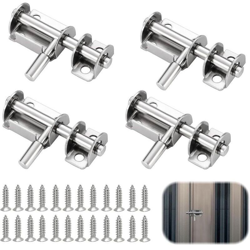 4-piece Door Lock Set, Interior Door Lock, Exterior Latch, Sliding Gate Latch, Garage Door Hook, Outdoor Door Lock, Window Latch, Bedroom Lock,