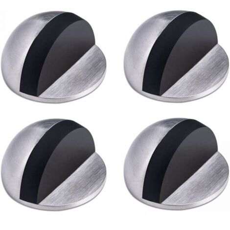 4-Piece Door Stop, Stainless Steel Door Stop, Self-Adhesive Door Stop, Floor Door Stop, Rubber Door Stop, Half Moon Door Stop, for Home and Office YMYNY