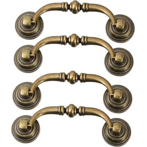 4-Piece European and American Style Drawer Pulls, Durable and Elegant Furniture Accessories, Retro Knobs for Cabinets and Dressers, Antique Bronze Finish