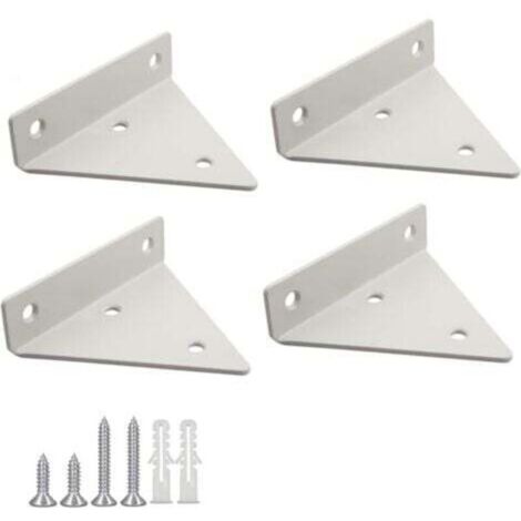 4-Piece Floating Shelf Brackets, Metal Triangle Shelf Supports, Concealed Wall-Mounted Shelf Brackets with Screws for Living Room, Bedroom, Bathroom Decor - White